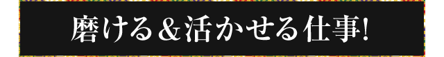 磨ける＆活かせる仕事!